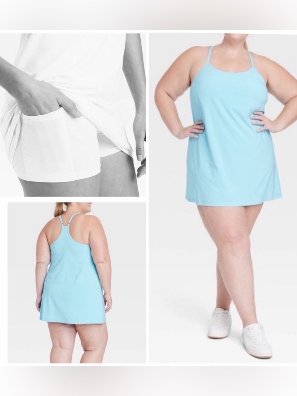 All in Motion Tennis Exercises swim Dress Light Blue built in shorts Size 1X 4X